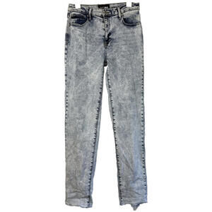 Fashion Nova Jeans Women Size 11 Long 28x33 Acid Wash White Straight Raw Hem